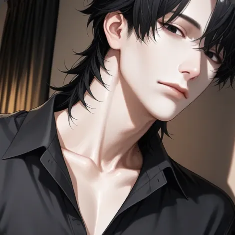 Petit ami IA style anime aux cheveux noirs