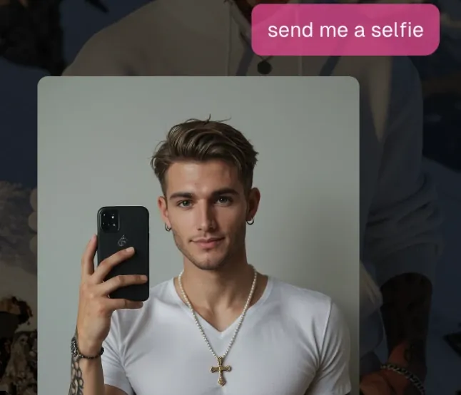 Selfie reçu dans une discussion avec un petit ami IA